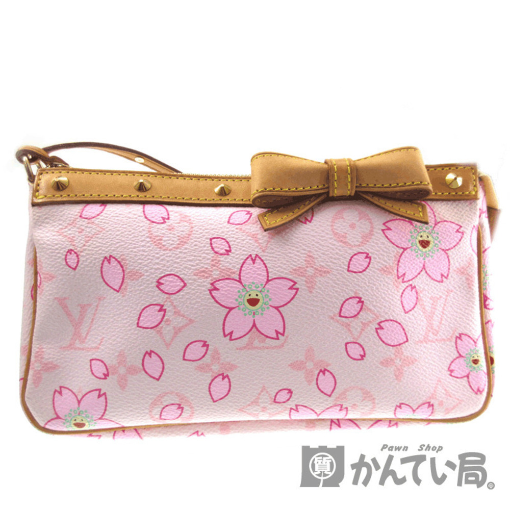 LOUIS VUITTON Pochette Accessoires Monogram Canvas Cherry Blossom Pink Bag